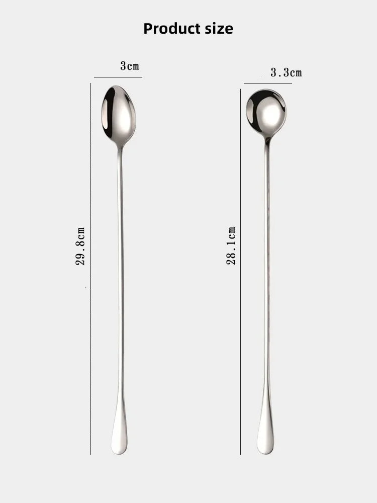 Cocktail Mixing Spoon (30cm) | Long Handle, Round Head, Stainless Steel | Bartender Tool for Drinks, Honey, Kitchen Use
