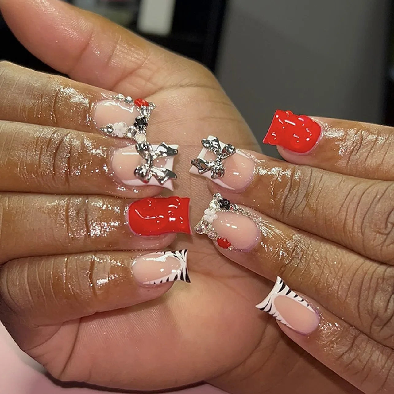 Duck shaped press on nails punk style