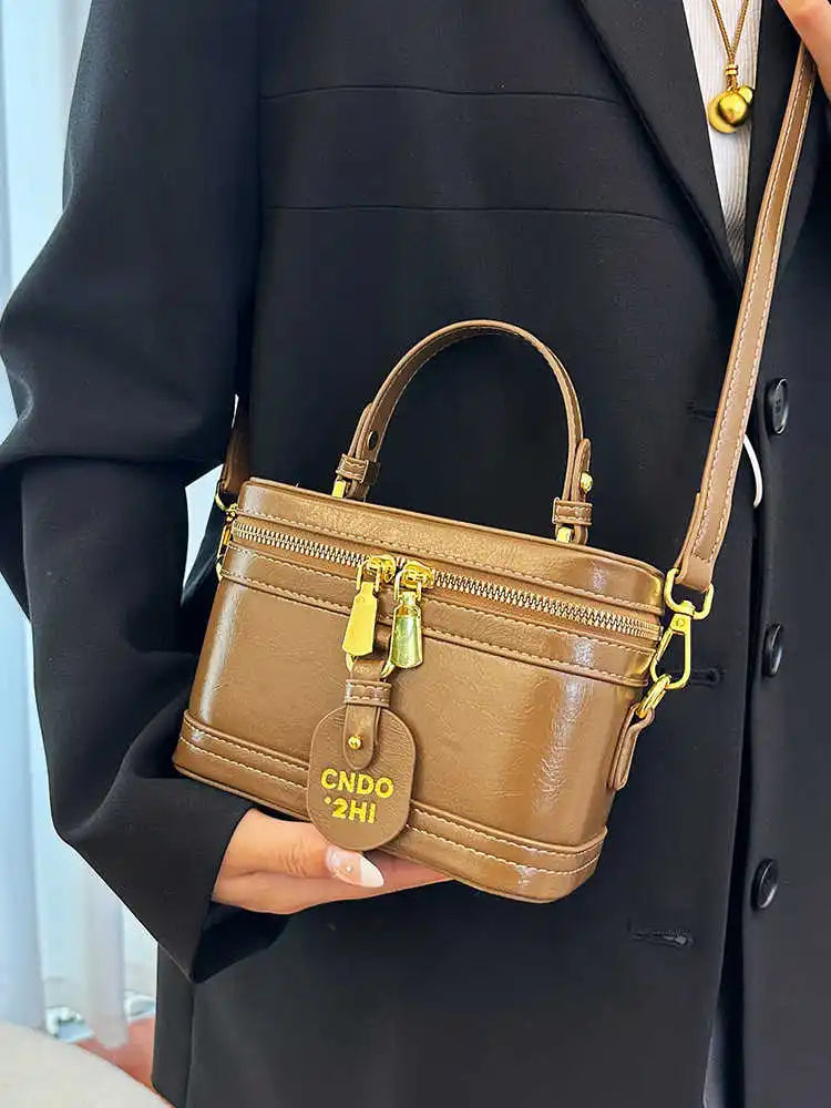 Faux Leather Bucket Bag - Trendy Style