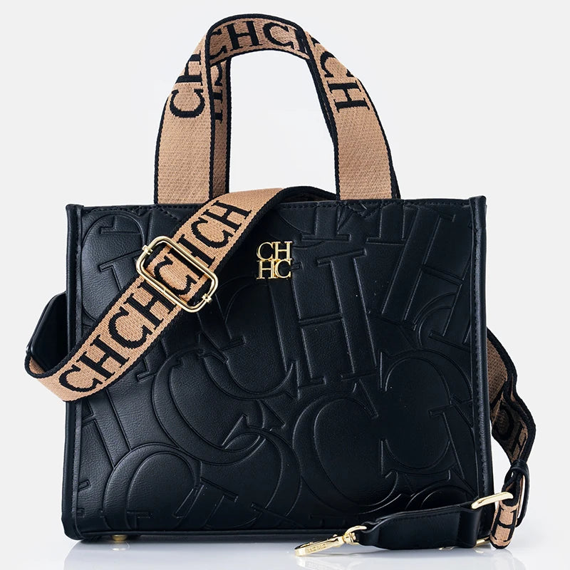 Women's Monogram Print Handbag, Lightweight Casual Bag with Metal Detail, Sophisticated and Elegant Design for Everyday Use