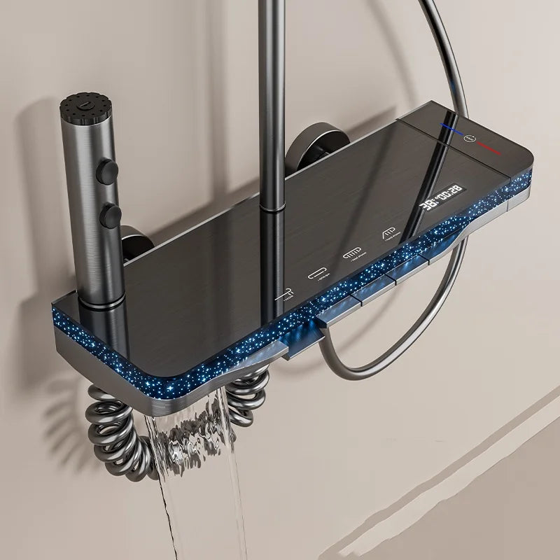 LED Shower Mixer Tap with 4 Functions and Temperature