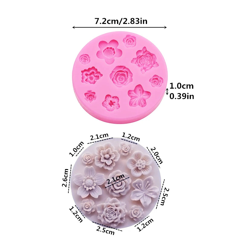 Flower silicone mold with rose shapes