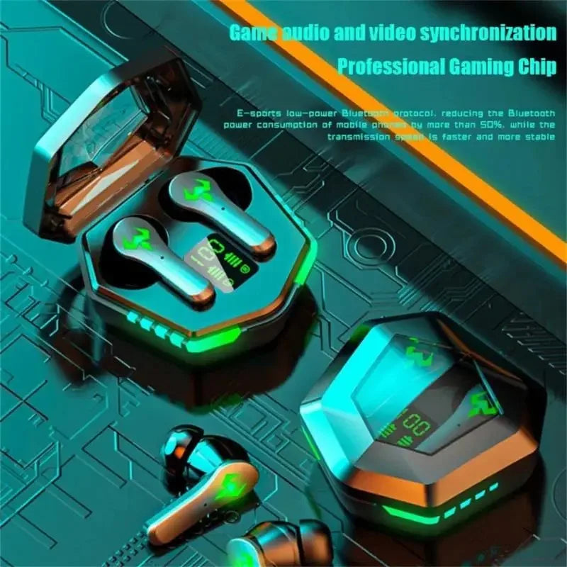N35 TWS Wireless Headphones with Digital Display, In-Ear Gaming Earphones.