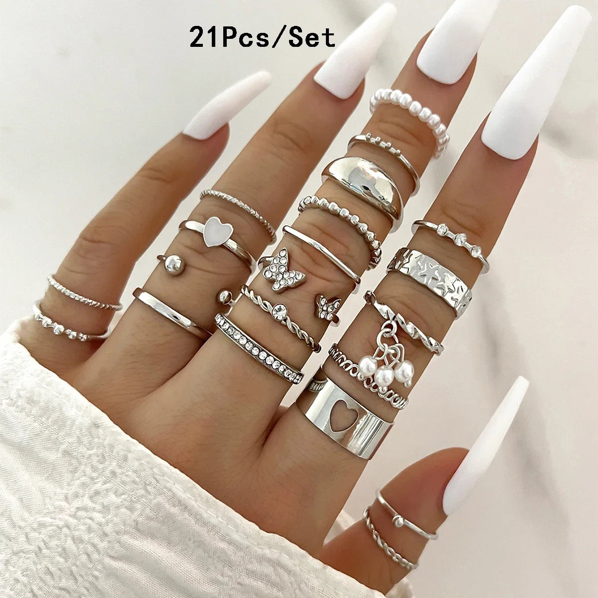 Set of 30 Women's Rings, Bohemian Geometric Stackable and Knuckle Rings, Gold and Silver Jewelry for Parties