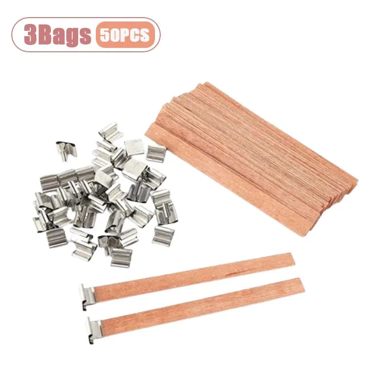 Natural Wood Wicks for Candle Making | Wooden Candle Wicks with Clips for Soy Wax | Handmade Craft Supplies