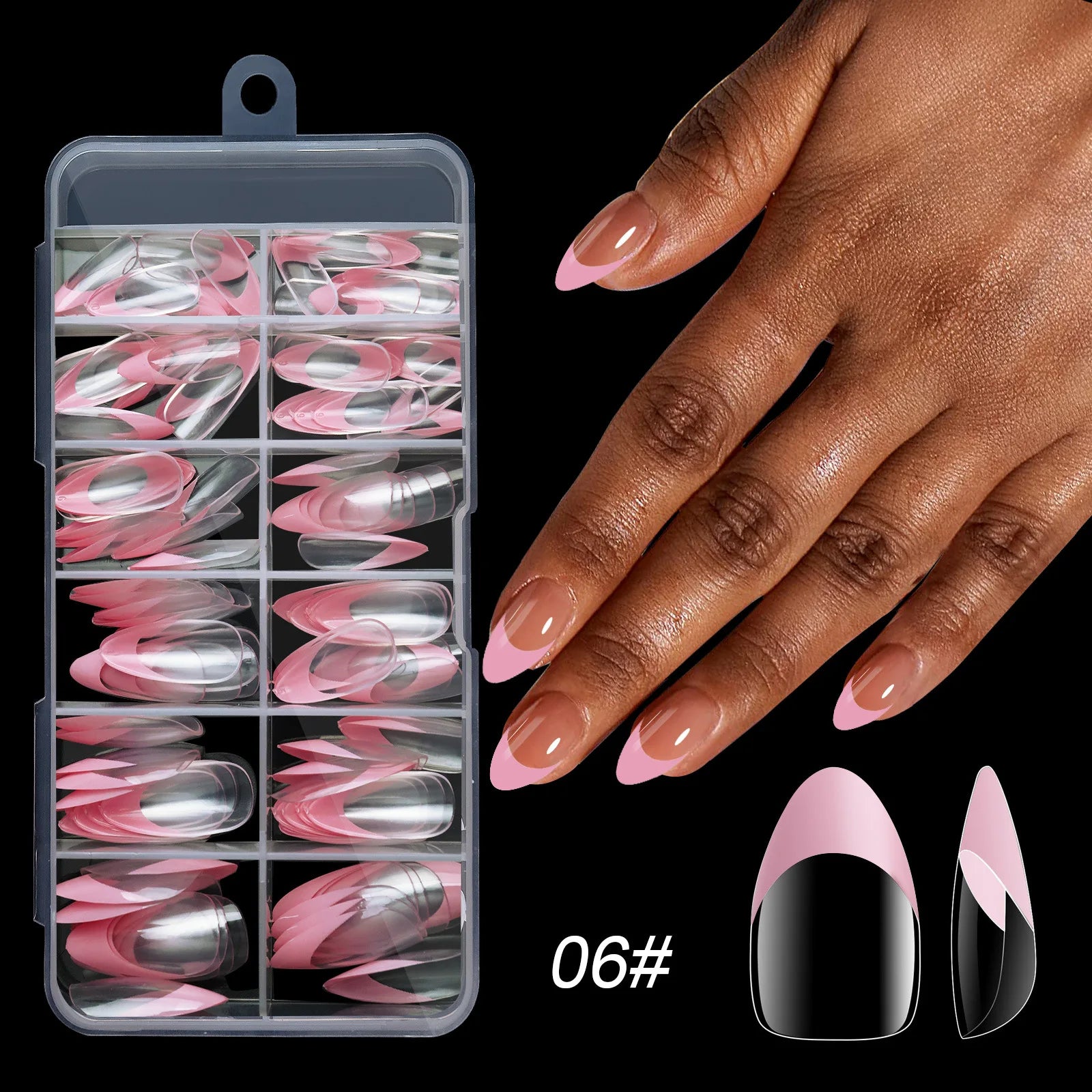 Press-on nail set medium square French style