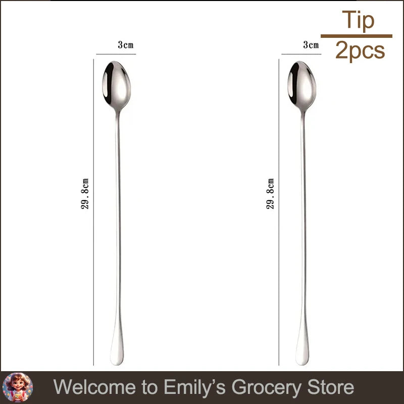Cocktail Mixing Spoon (30cm) | Long Handle, Round Head, Stainless Steel | Bartender Tool for Drinks, Honey, Kitchen Use