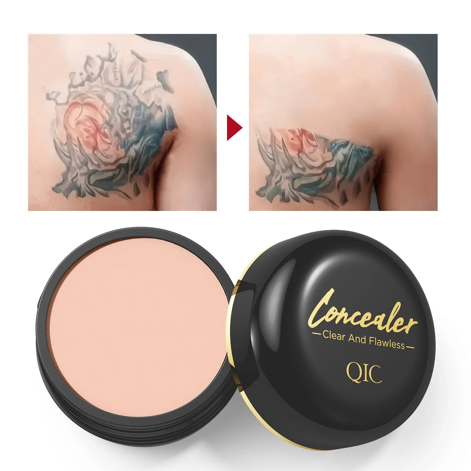 Waterproof Full Coverage Concealer for Tattoos & Scars, Natural Finish Foundation