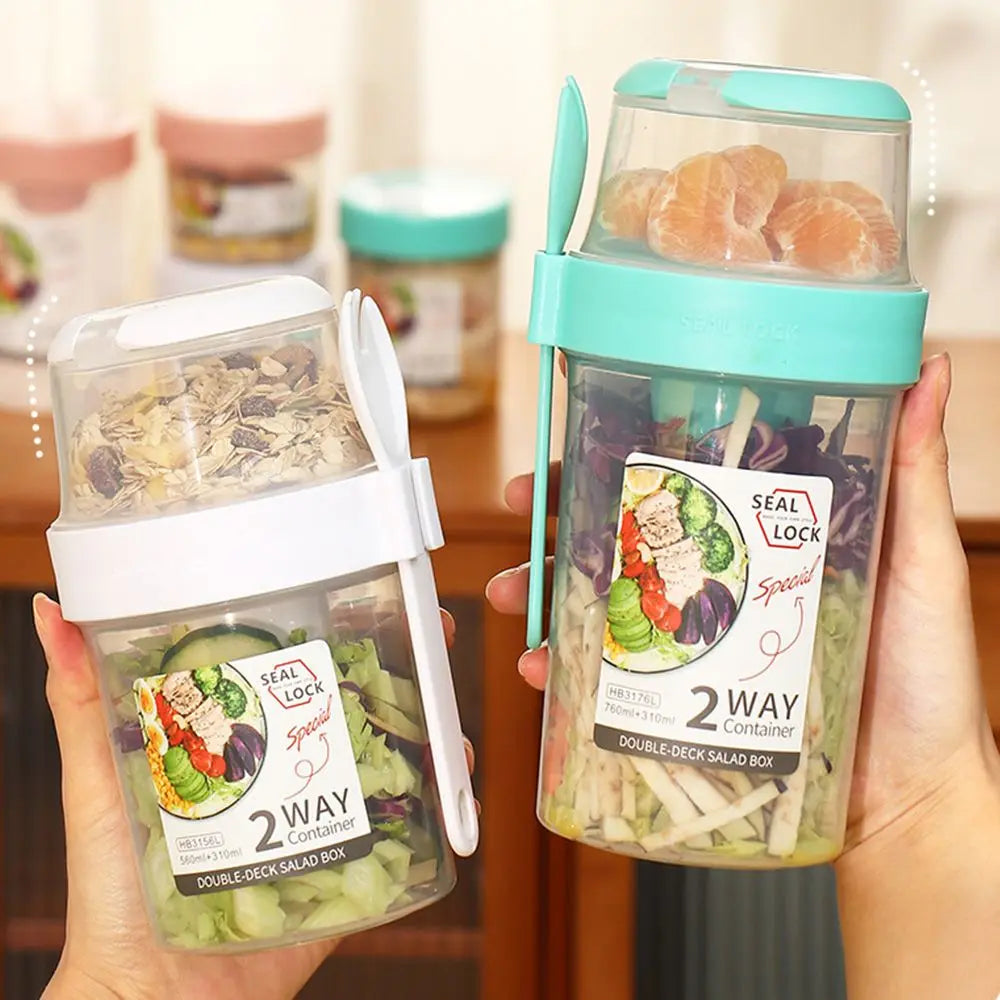 Portable and Multipurpose Airtight Two-Tier Food Container