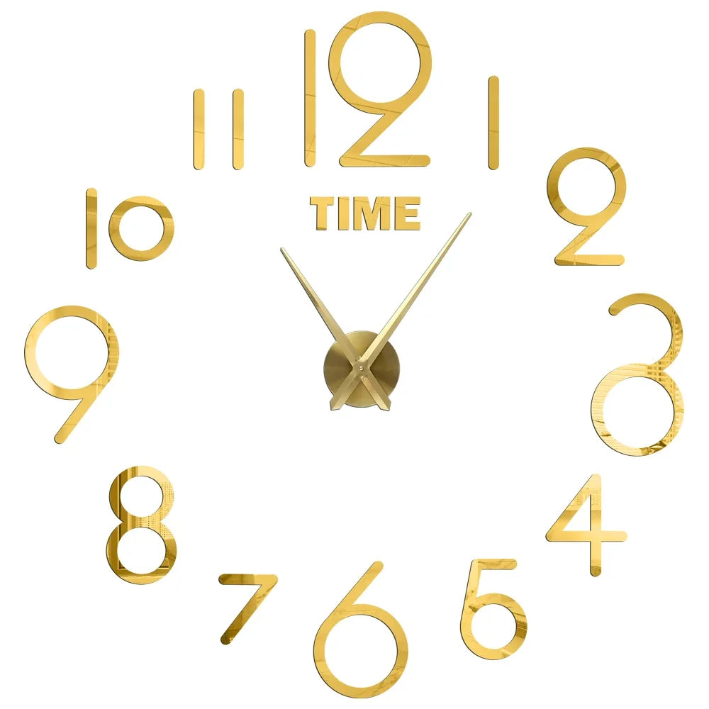 Large 3D acrylic wall clock with mirror effect