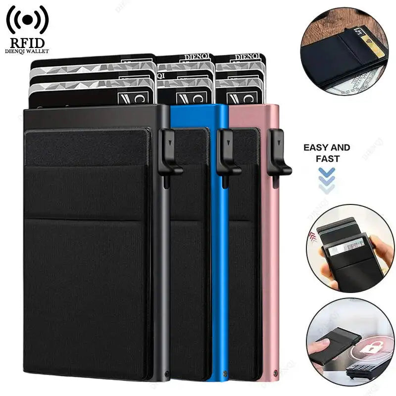 Metal Card Holder with RFID Blocking - Minimalist and Slim Wallet for Men