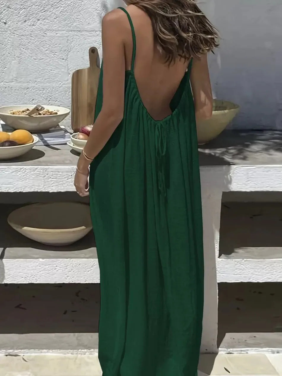 Women's long summer dress open back