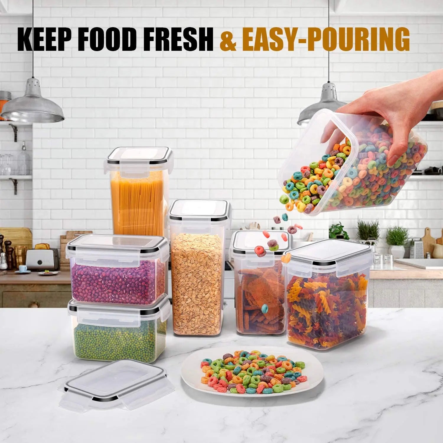 Set of 7 Food Containers - Airtight, BPA-Free with Labels