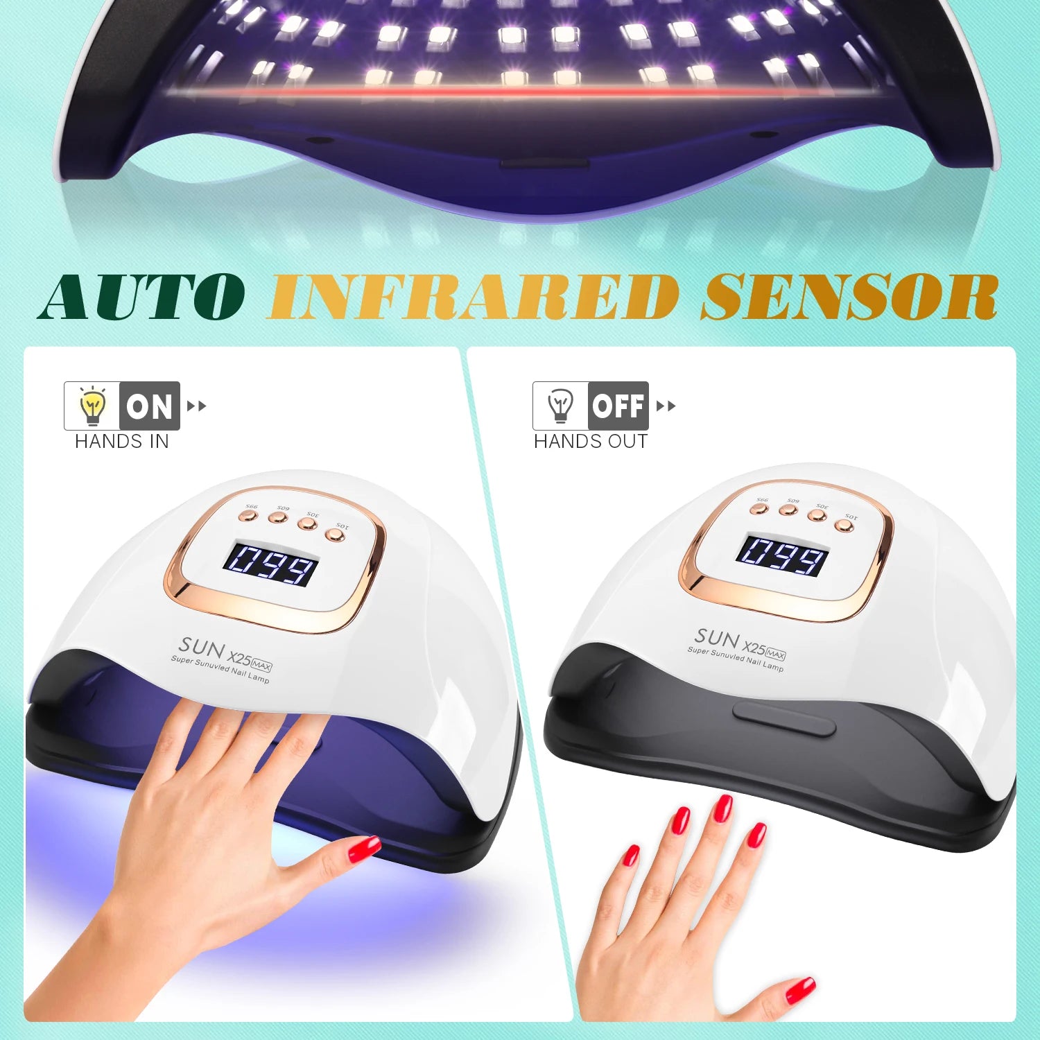UV LED Nail Lamp 380W, Compatible with All Gel Polishes for Home & Salon Use