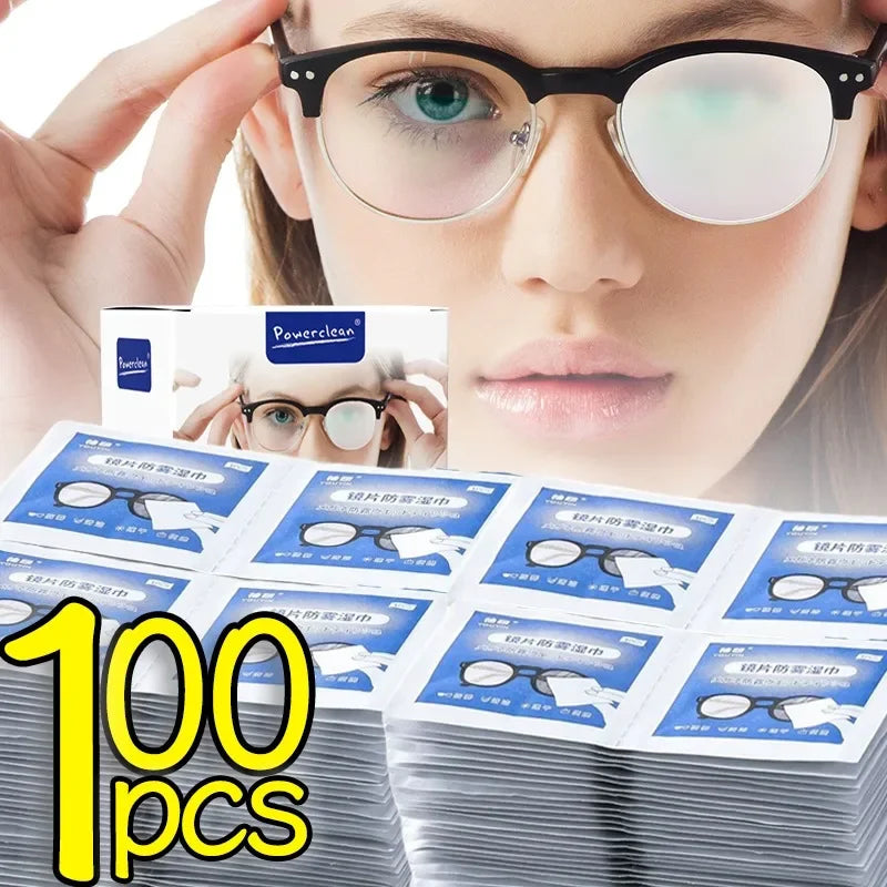10/100 Pcs. Disposable Anti-Fog Anti-Fog Dust Remover Lens Cleaning Wipes for Sunglasses and Phone Screens