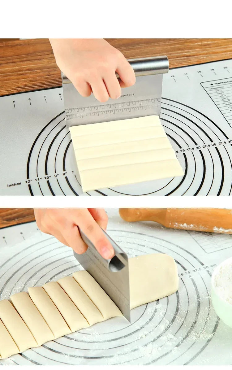 Stainless steel dough scraper with ruler