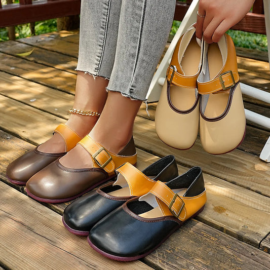 Z-Women's Loafers | Retro, Luxury, Soft Sole, Slip-On, Buckle, and Mixed Colors
