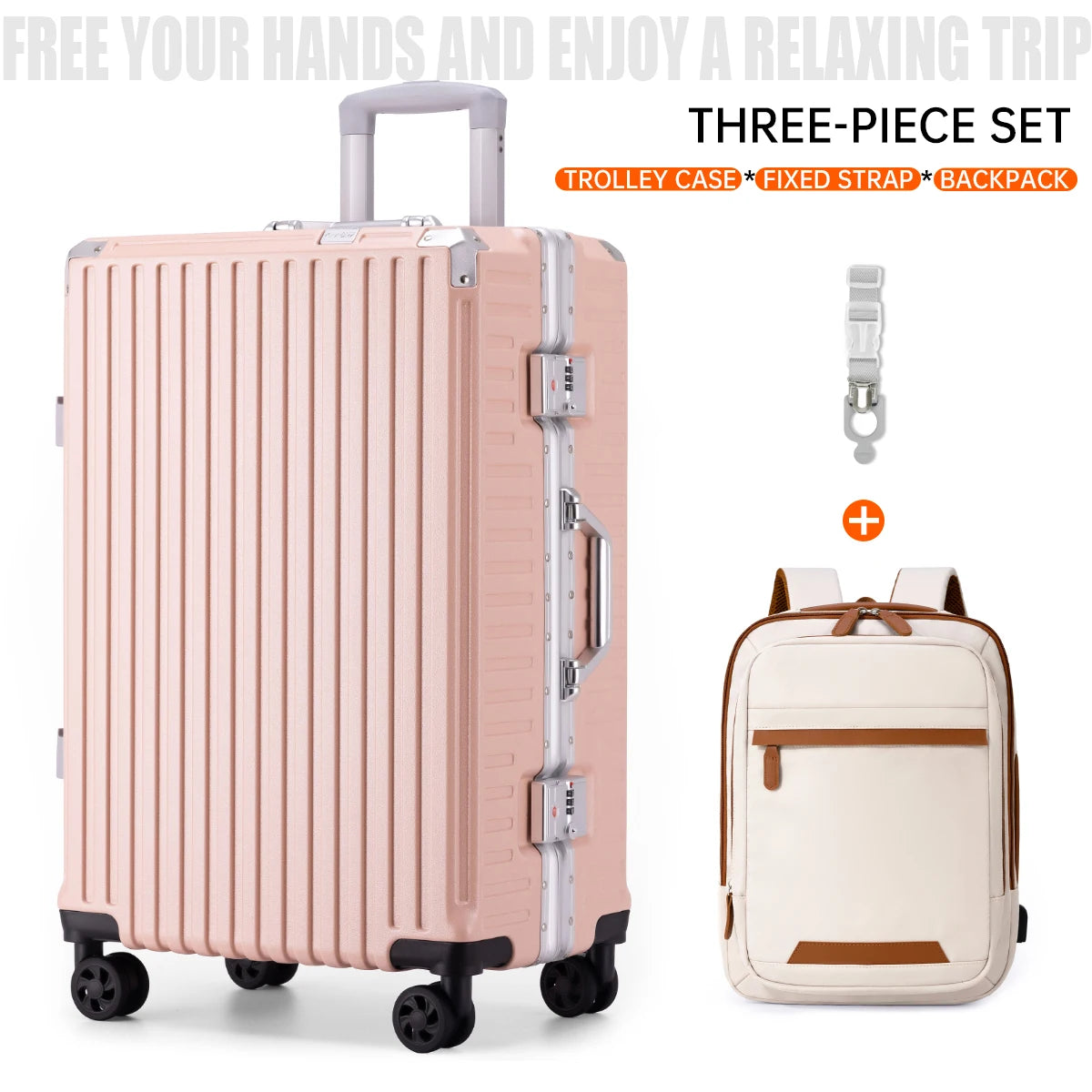 3-piece hardside luggage set with aluminum frame