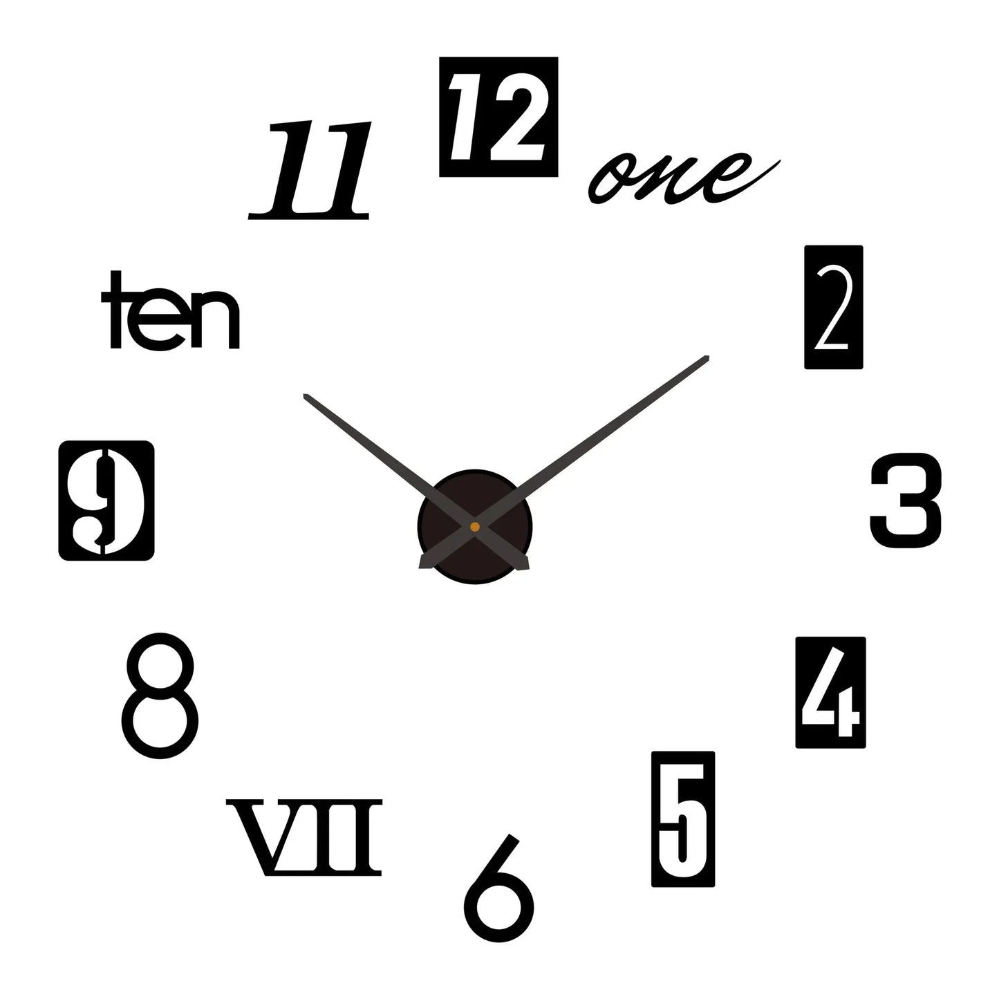 Large 3D acrylic wall clock with mirror effect