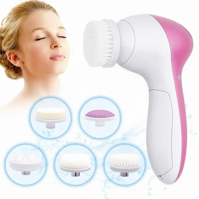 5-in-1 Electric Facial Cleansing Brush with Massager & Blackhead Remover