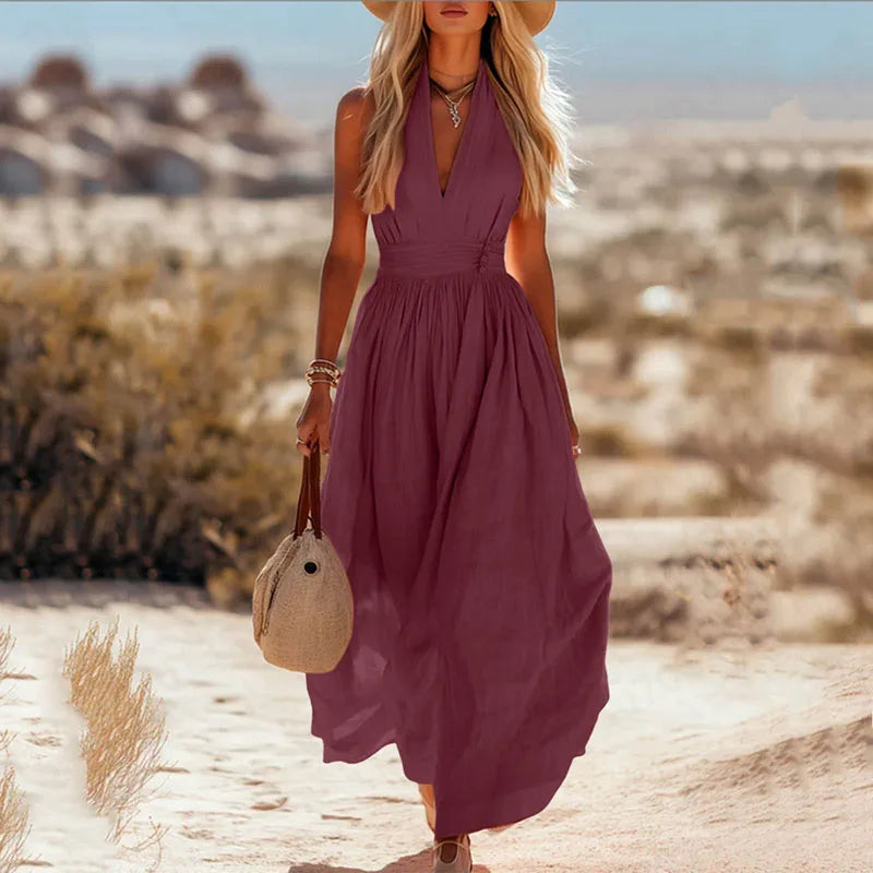 Women's summer maxi dress pleated design