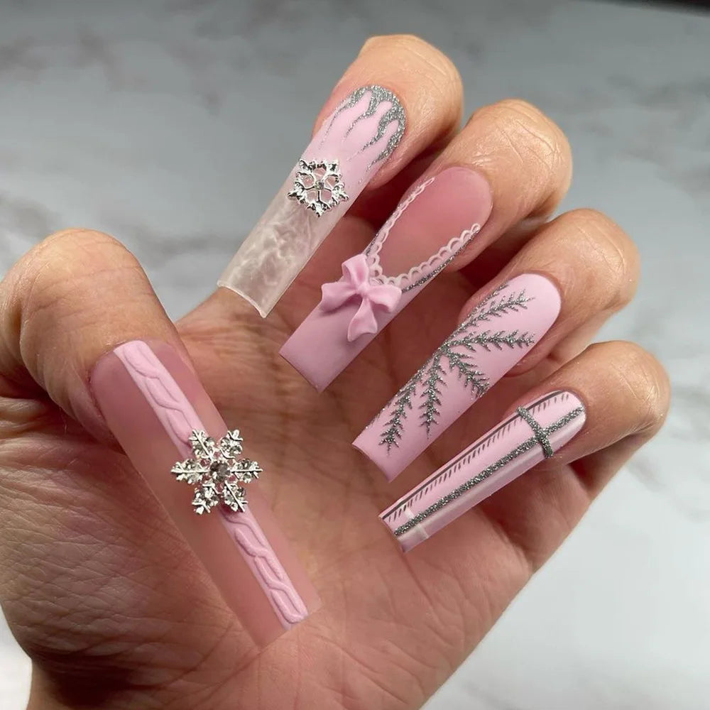 24pcs Halloween Press on Nails, Long Coffin with Spider & Rhinestone Designs