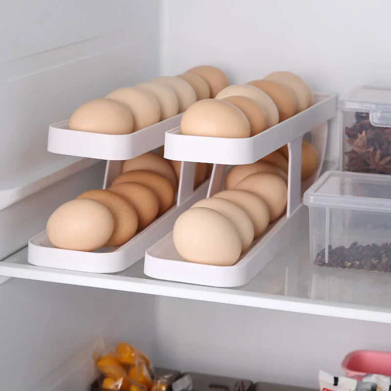 Refrigerator Egg Organizer | Rolling Double Layer Holder