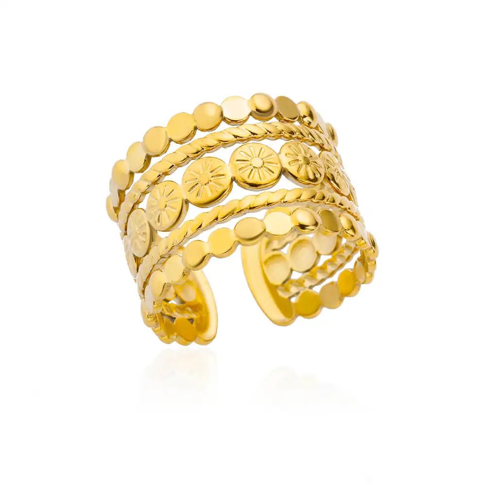 Stainless Steel Ring. Gold Finish. Classic Luxury Design