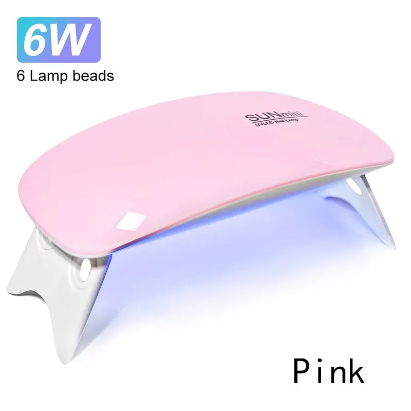 6W 6 LED Mini UV Nail Lamp, Portable with USB Cable for Home Manicure
