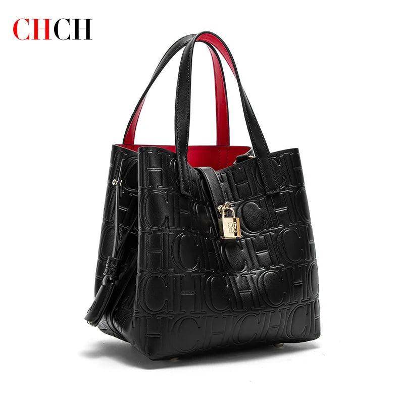 CH Women's Tote Bag | with Stamped Steel Texture, Handbag, Large Capacity
