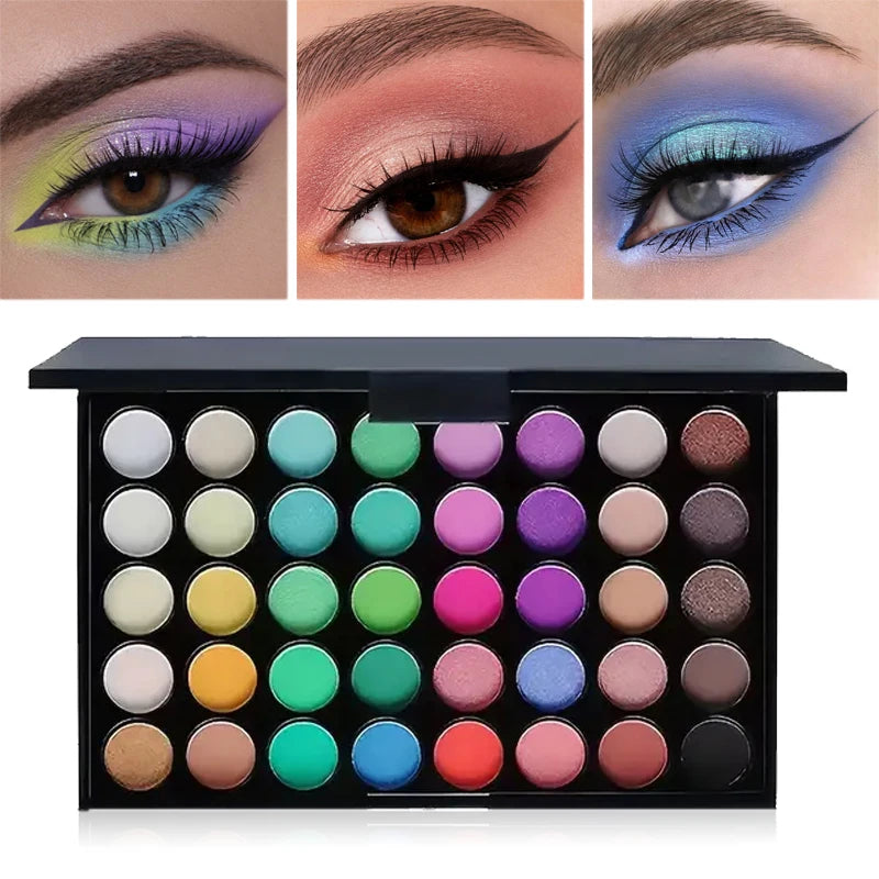 40 Colors Glitter Eyeshadow Palette, Waterproof & Long Lasting Pressed Powder