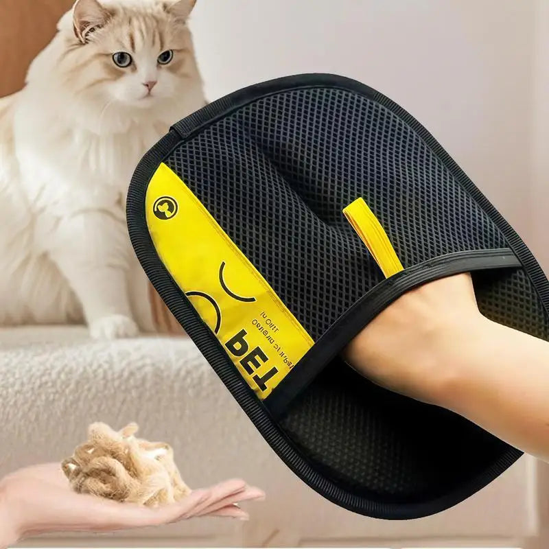 2-in-1 Pet Grooming Glove | Electrostatic Hair Remover Brush and Lint Roller | Reusable and Washable Tool for Cats and Dogs