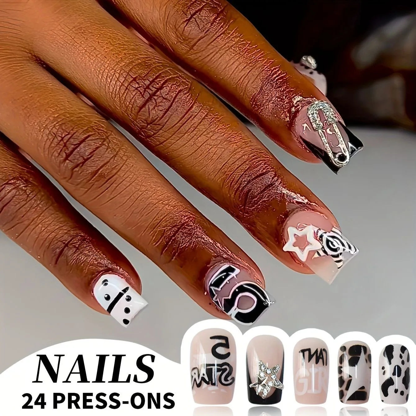 Duckbill press-on nails short design