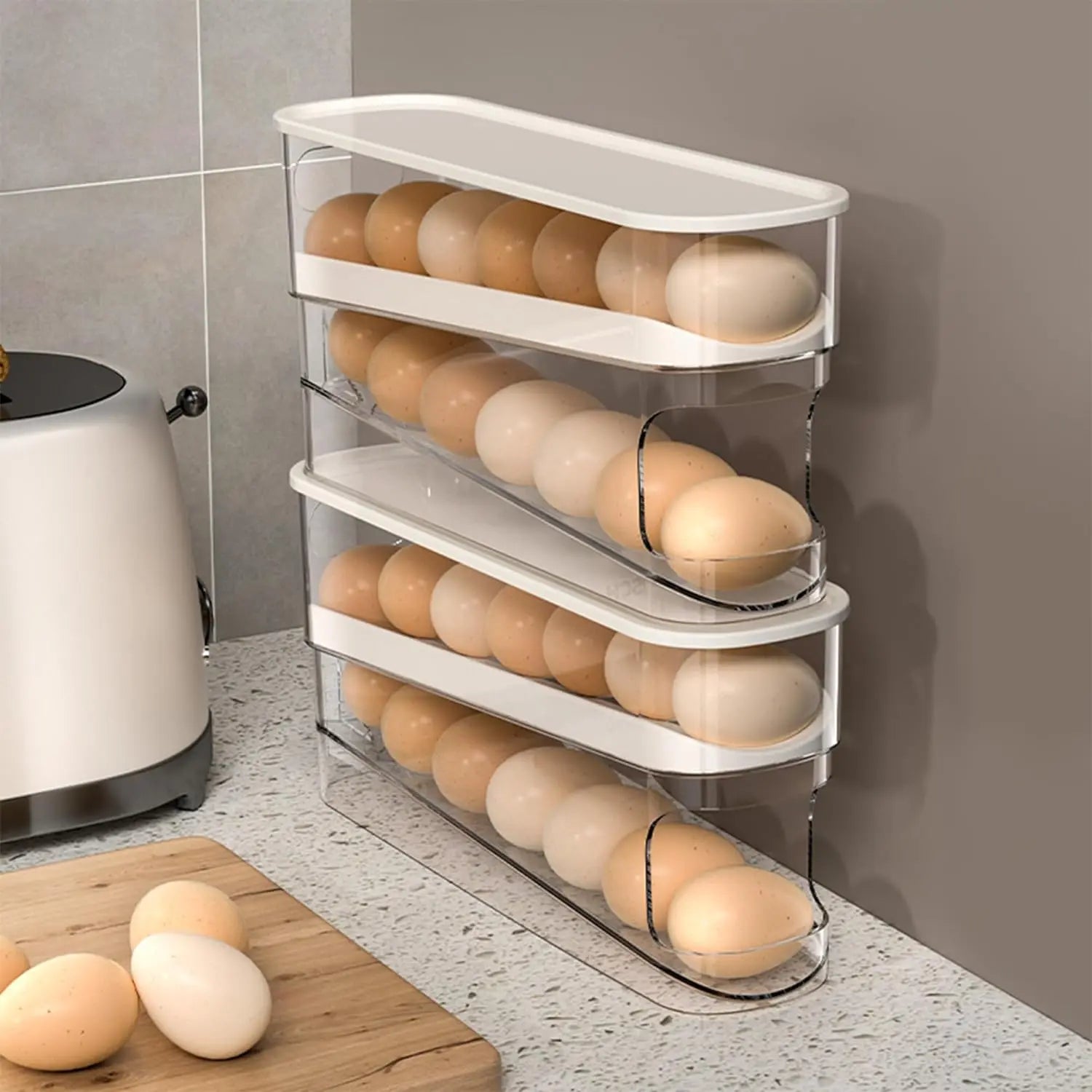 Refrigerator Egg Organizer | Rolling Double Layer Holder