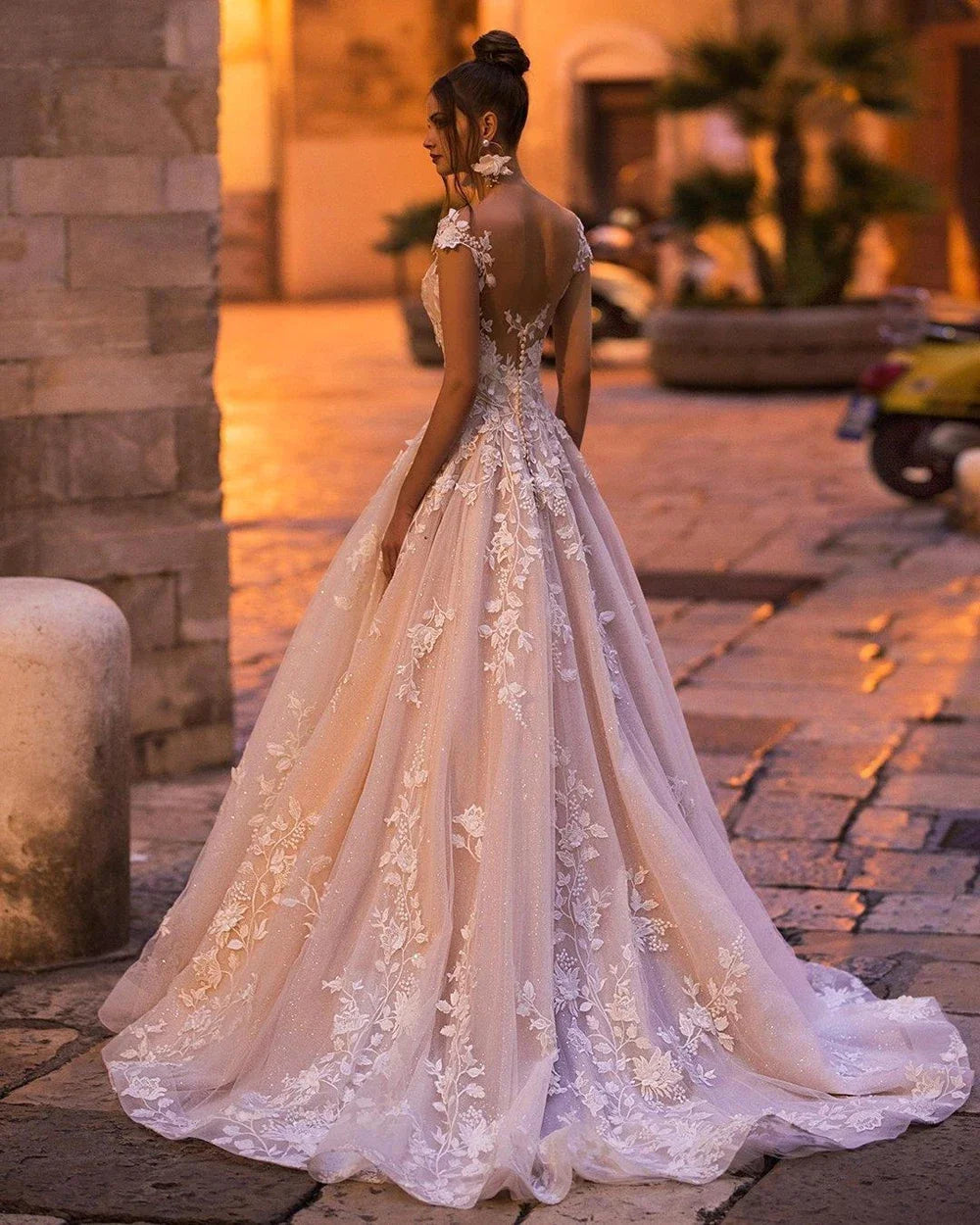 Boho Wedding Dress | Lace Off Shoulder Bridal Gown
