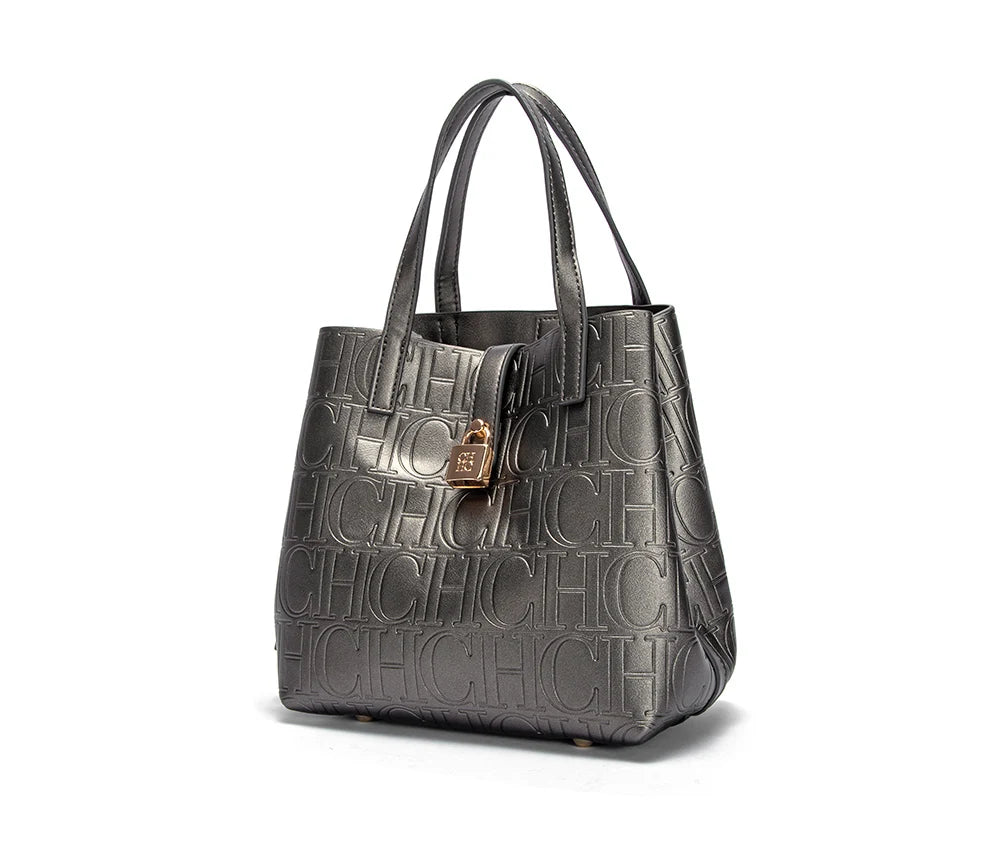 CH Women's Tote Bag | with Stamped Steel Texture, Handbag, Large Capacity