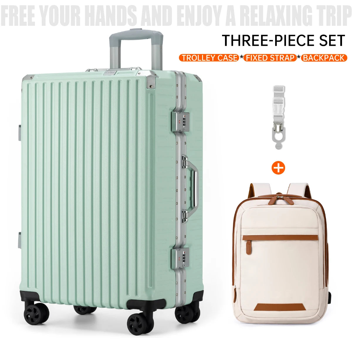 3-piece hardside luggage set with aluminum frame