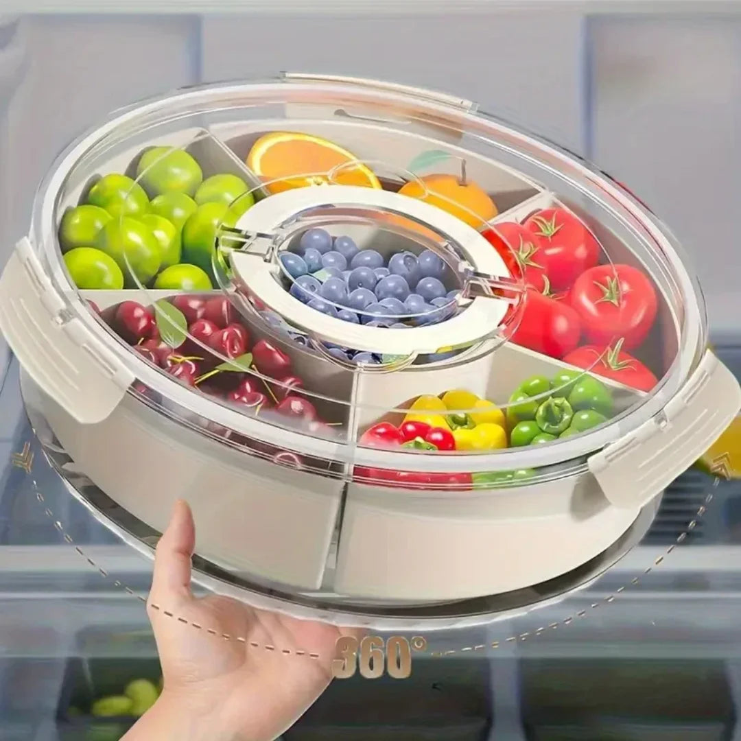 Portable rotating charcuterie board with lid