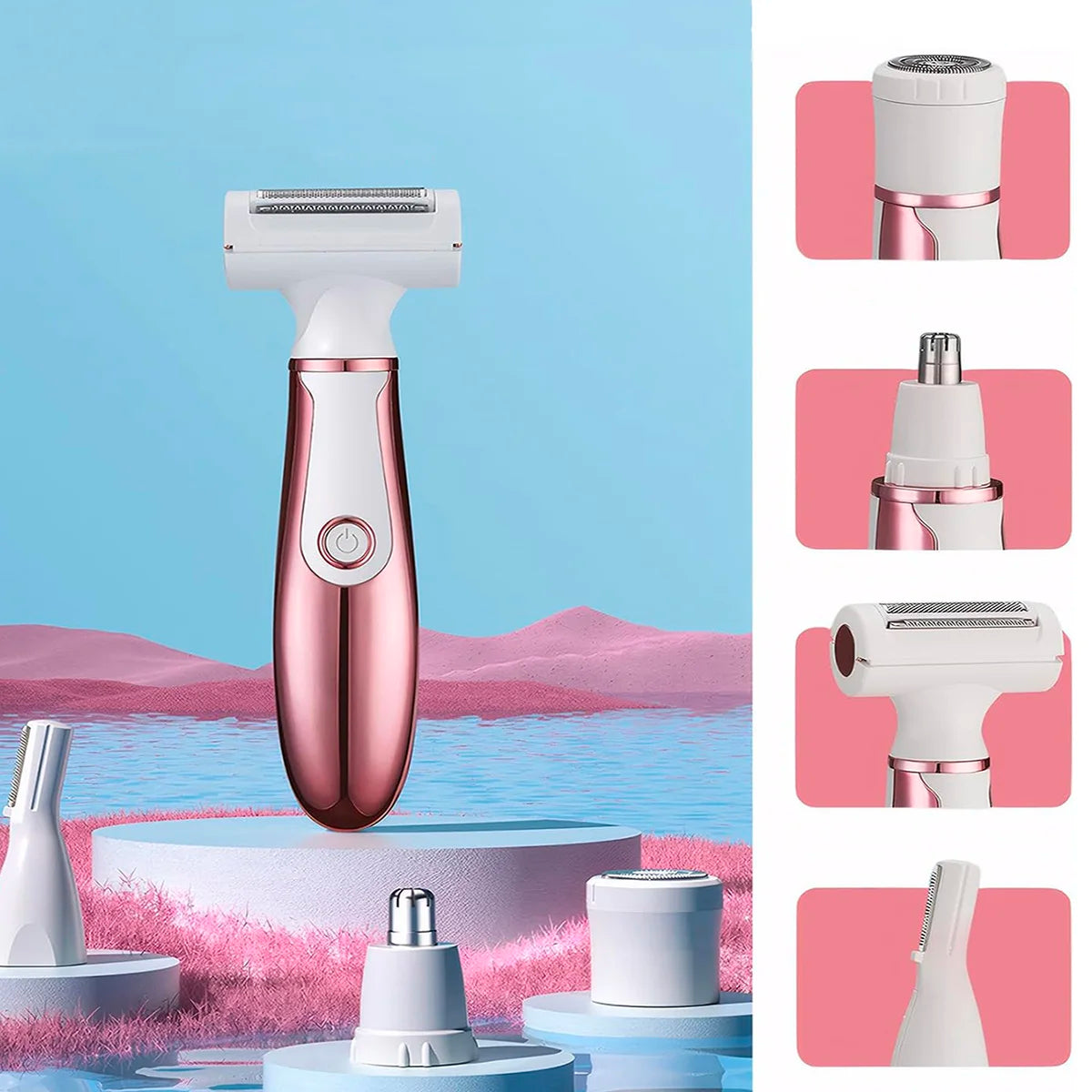4-in-1 Electric Hair Remover for Women, Rechargeable and Portable