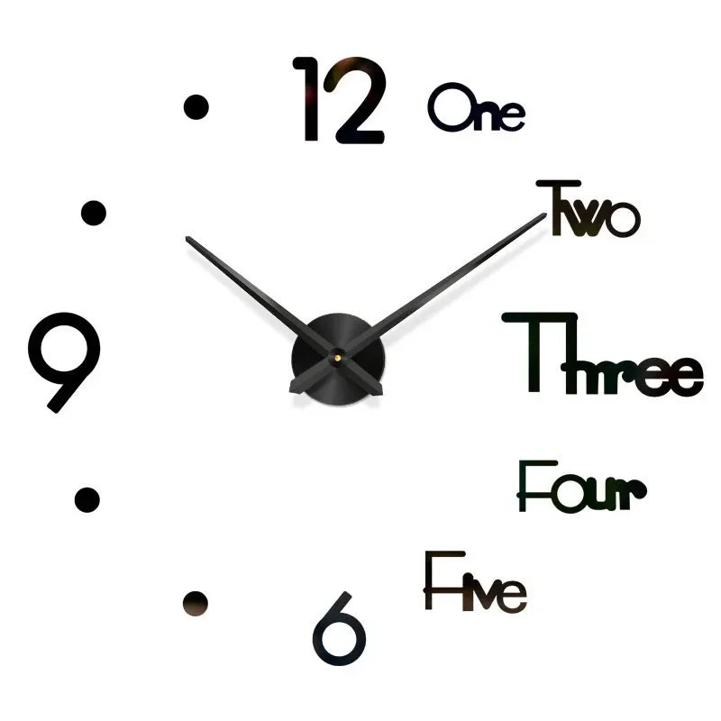 Large 3D acrylic wall clock with mirror effect
