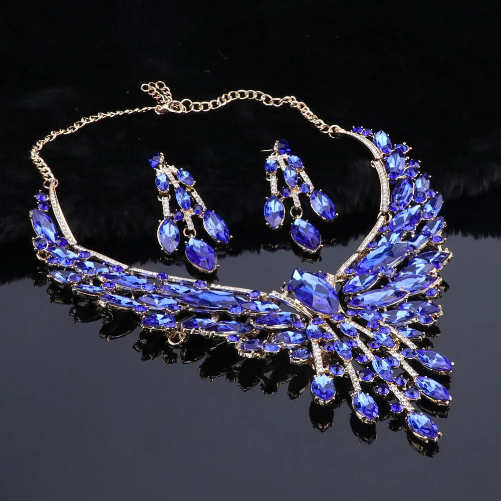 Indian style bridal jewelry set with crystal necklace