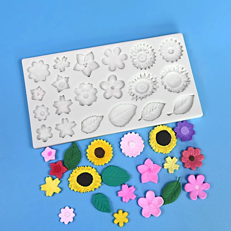 Floral silicone mold with rose shapes