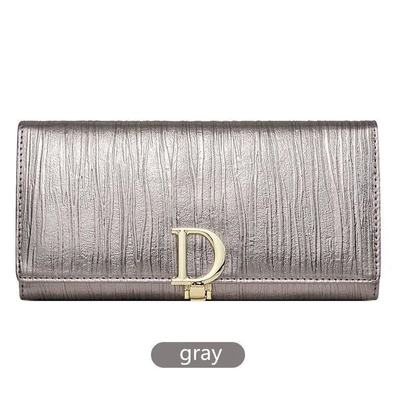 Women's Genuine Leather Long Wallet with Phone Compartment