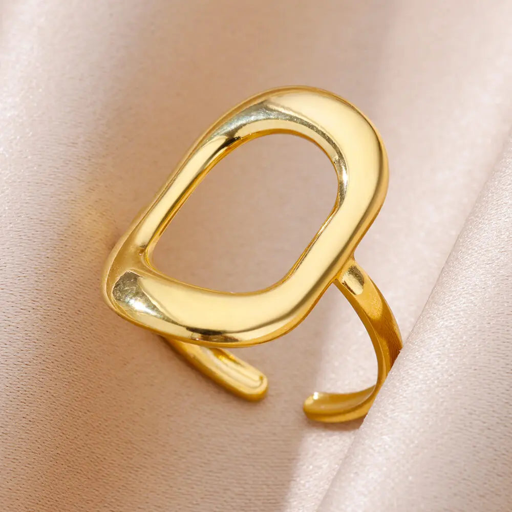Stainless Steel Ring. Gold Finish. Classic Luxury Design