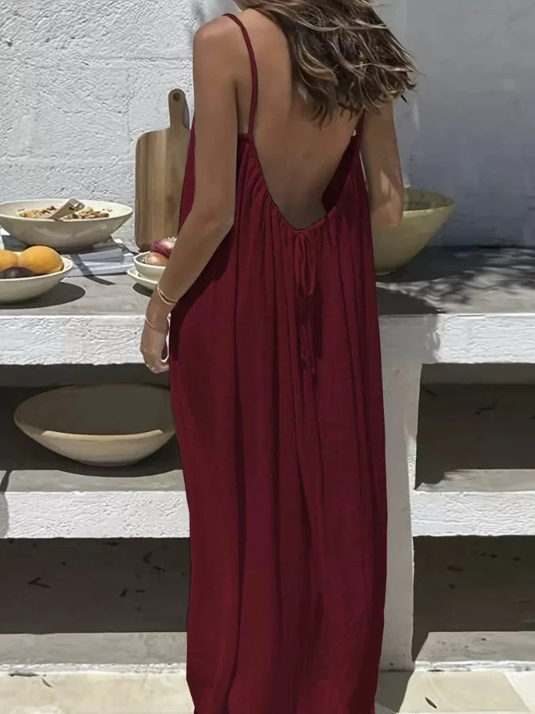 Women's long summer dress open back