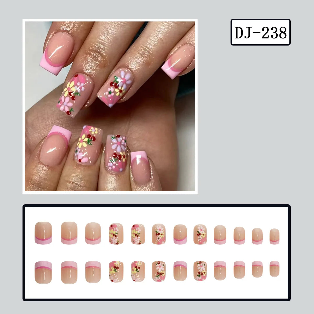 Y2K press on nails black French tips