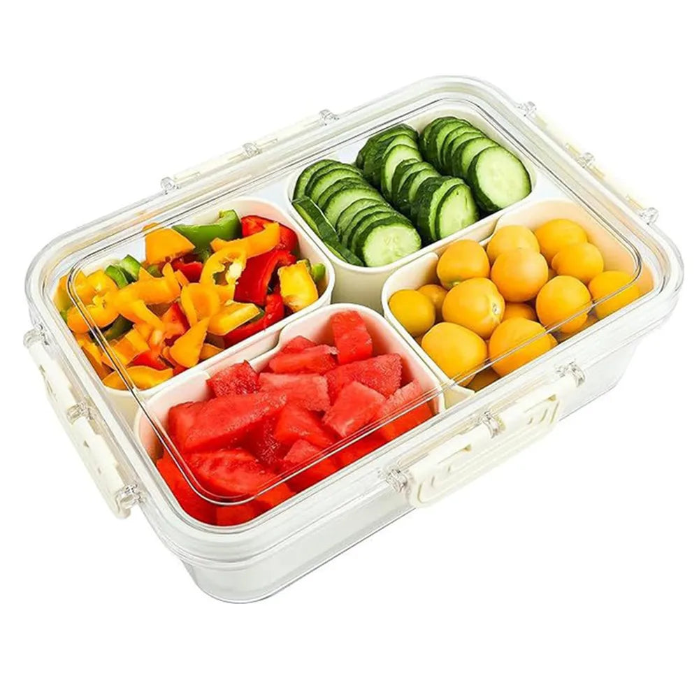 Snack Container with 4 Compartments | Organizer with Lid
