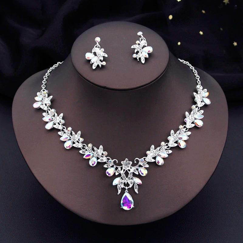 Women's Necklace and Earrings Set | Elegant, Fashionable 2-Piece Bridal Set, Dangle Earrings, Wedding Accessories