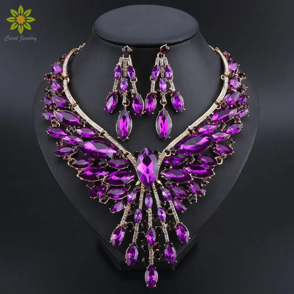 Indian style bridal jewelry set with crystal necklace