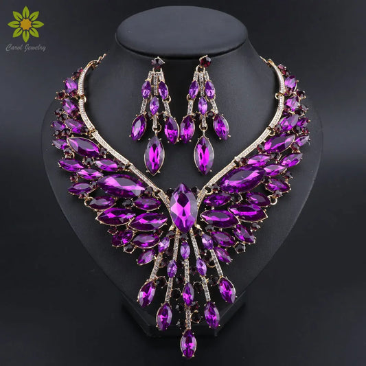 Indian style bridal jewelry set with crystal necklace